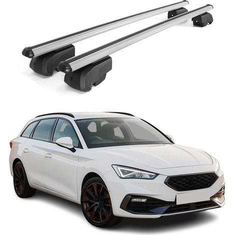 OMAC Aluminium Dachträger Querträger für Cupra Leon Sportstourer 2020-2026 – City Crash – ISO/PAS 11154:2006 – Abschließbar – Max. 75 kg – 2 Stangen Silber (1/5)