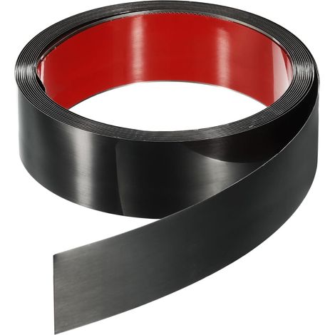 16.4ft x 1.57" Moulure Murale Adhésive à Décoller et Coller, Finition Brossée en Acier Inoxydable, Bande Métallique pour Bordure de Mur Plafond Sol Armoire Carrelage, Noir (1/5)