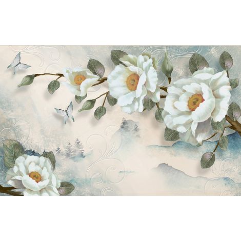 Papier peint panoramique - Fleurs 3D - 130 cm x 81 cm (1/2)