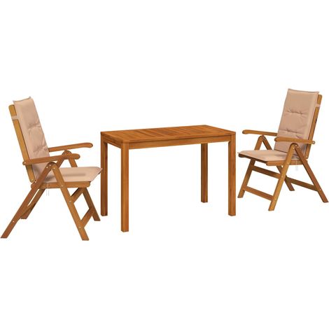 Conjunto de comedor de jardín de 3 piezas 3 uds. Natural vidaXL (1/5)