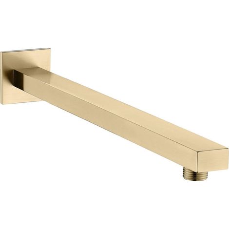 Signature Square Wall Mounted Shower Arm 300mm Length - Brushed Brass (1/2)