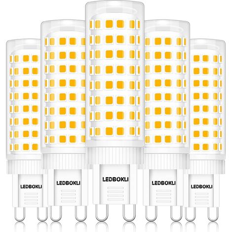 10W Ampoule LED G9 Dimmable Blanc Chaud,900LM Température de Couleur 3000K, Ampoule Tension évaluée AC220-240v, CRI 80+, G9 LED Lampe, Lot de 5 (1/5)