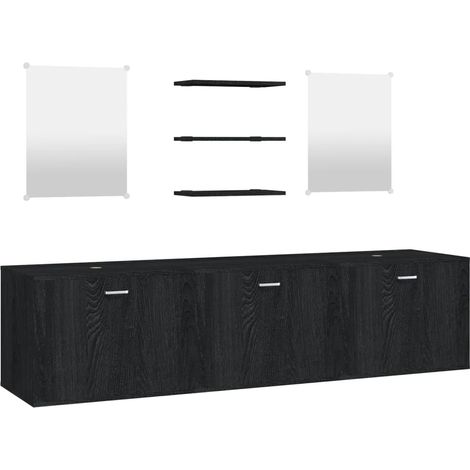 Maison Exclusive - 6-tlg. Badmöbel-Set Schwarz Holzwerkstoff