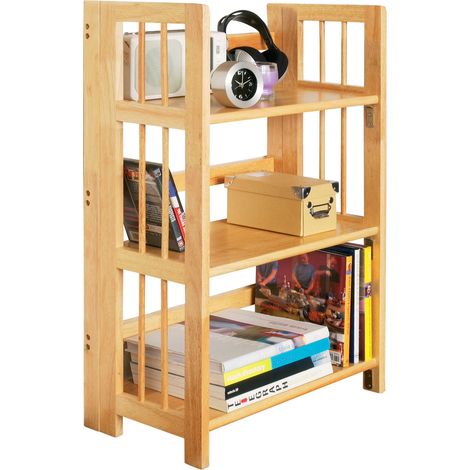 Interiors by Premier Hevea Wood Three Tier Shelf Unit, Living Room Shelving Unit, Wooden Corner Shelves For Storage Solution (1/5)
