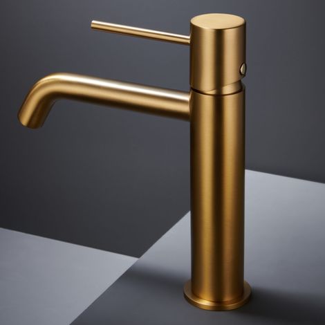 Imex - Grifo Monomando Lavabo Caño Bajo Oro Serie Monza (1/5)