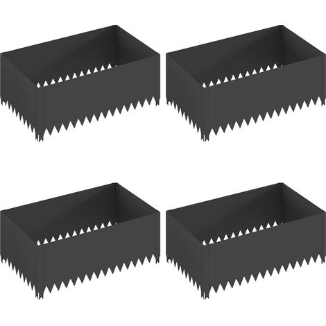 vidaXL Borde de Césped 4 uds. 100 x 60 x 35 cm Acero Negro (1/2)