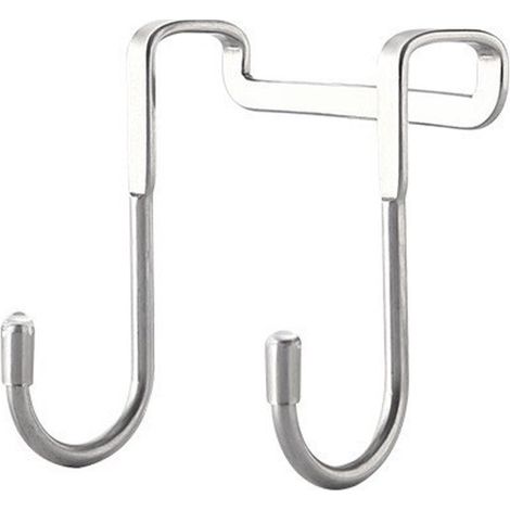 Crochet de porte - Porte-manteau suspendu - Acier inoxydable - Crochet de salle de bain - Crochet de Cuisine - Patère - 2 crochets - 6,6 x 3 x 7,3 cm - Argent (1/5)