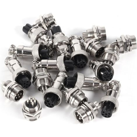 Lot de 10 connecteurs métalliques GX12 6 broches 12 mm pour aviation (mâle/femelle).