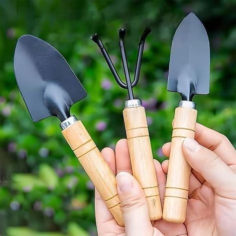 Ensemble d'outils de jardinage : pelle et râteau en alliage d'aluminium, idéal pour les travaux de jardinage, noir. (1/5)