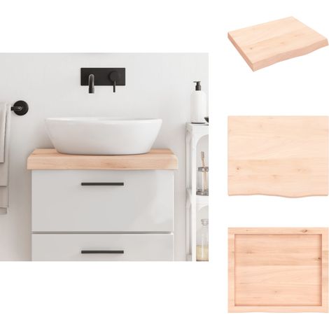 Comptoir de salle de bain 60x50x(2-6) cm bois massif non traité - Comptoir Salle De Bain - Comptoir Bois - Plan De Travail Salle De Bain - Meuble Lavabo - Chêne Massif (1/5)