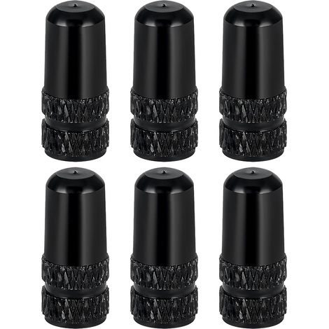 Set mit 6 schwarz eloxierten Presta-Ventilkappen aus Aluminium für Mountainbikes und Rennräder (1/4)