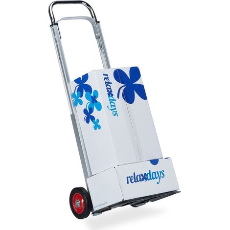 Diable pliable 200 kg Chariot de transport en métal Poignée télescopique réglable Roues robustes pour charges lourdes (1/5)