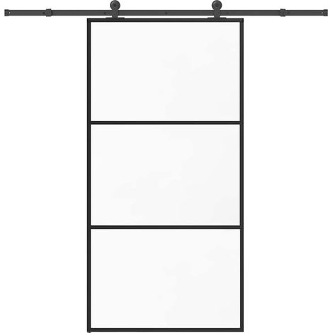 Schiebetür mit Beschlag 102x205 cm ESG-Glas & Aluminium