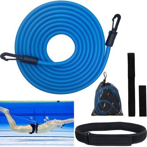 Schwimmwiderstandsband für Pools, verstellbares Schwimmtrainingsband für Kinder und Erwachsene, 4 m langes Schwimmtrainingsband, geeignet für jedes Becken (1/5)