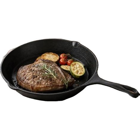 Sartén parrilla de hierro fundido de alta resistencia con dos boquillas para verter, color negro. (1/2)