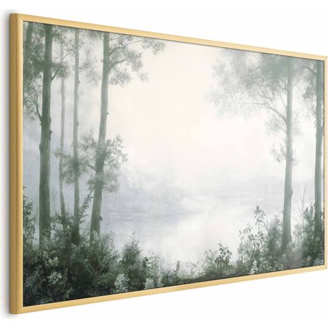 Poster – Ein Wald und ein Teich in patiniertem Grün (1/4)
