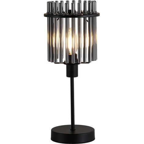 Searchlight Swizzle Lampe de table, noir mat, tiges fumées, 1 ampoule E14 (1/4)