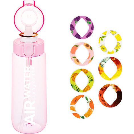 750 ml Flavored Water Bottle with 7 Random Flavor Pods—Hydration Bottle—Ideal for Camping, Sports, and Fitness