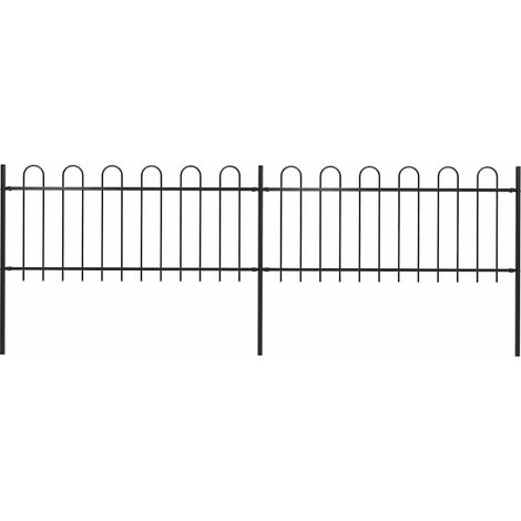 vidaXL Clôture de jardin avec arceau en acier 337 x 80 cm Noir (1/5)
