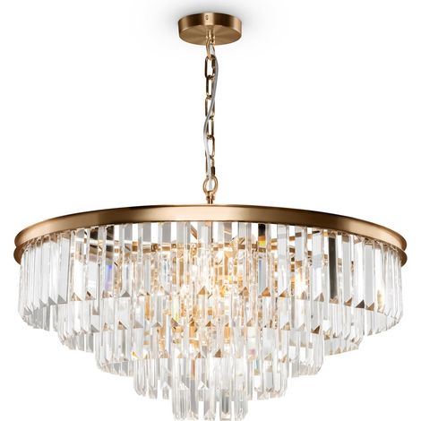 Lampadario Contemporaneo Revero Metallo Ottone 12 Luci Diffusori Vetro