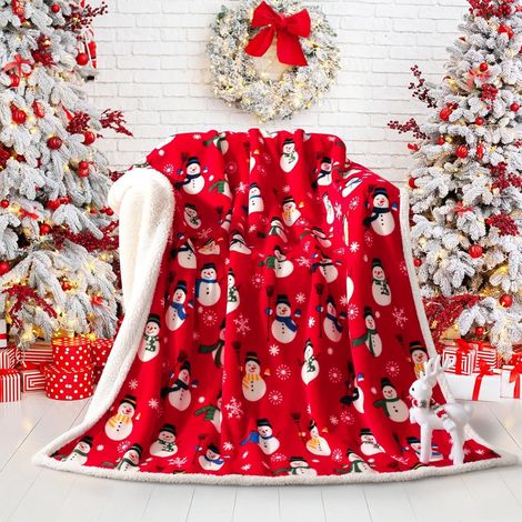 Plaid De Noël - Foulard À Nœud - 100 x 130 cm - Polyester - Pour Canapé Ou Décoration Intérieure Hivernale - 1 Pièce (1/5)