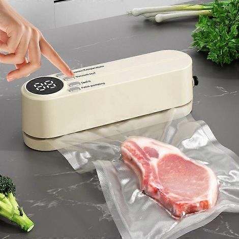 Kit de machine de mise sous vide rechargeable par USB avec affichage numérique, système d'emballage et de conservation des aliments, machine de mise sous vide automatique (1/5)
