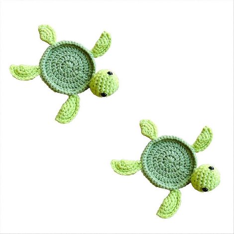 Set de 6 dessous de verre tortue en crochet, sous-verres ronds boissons, protection table en coton, déco maison écologique, accessoire apéritif original. (1/5)