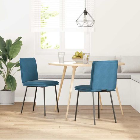 Lot de 2 Chaises à manger,Chaise de cuisine Bleu Velours CFW31821 (1/5)
