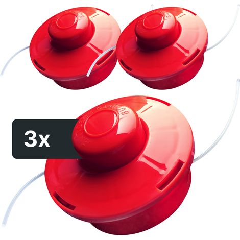 NEMAXX® Fadenkopf für Motorsense [FADENKOPF M10 GEWINDE] – Fadenspule Rasentrimmer Mähkopf – Trimmer Kopf Spule für Motorsense – Freischneider Spule Rasentrimmerkopf – Mähfadenkopf – Rot (3 Stück)