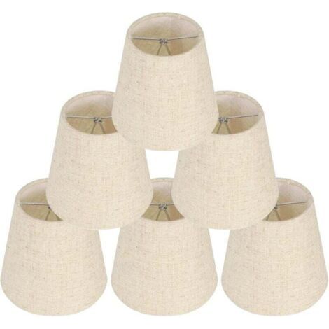 Pair 6-teiliges Lampenschirm-Set für Tischlampen, Klemmlampenschirme, Ersatz-Leinenlampenschirme, kleine Klemmlampenschirme für Nachttische, Kristallwandleuchten und Kerzenständer