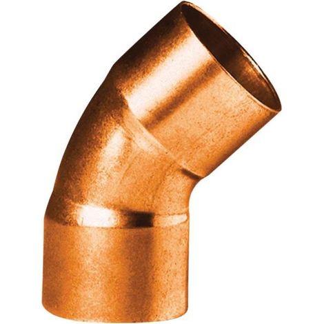 coude 45 degrès à souder en cuivre - petit rayon - femelle / femelle - diamètre 16 mm - sachet de 2 (1/2)