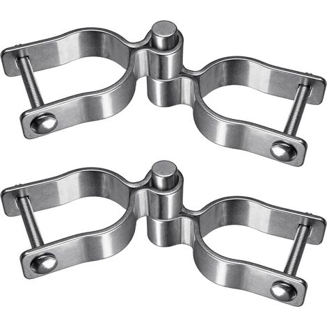 Lot de 2 charnières pour poteaux de clôture en maillons de chaîne de 6,5 cm x 6,3 cm, charnières de portail robustes en acier inoxydable 304 avec charnière de portail femelle (2 pièces (1/5)