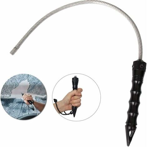 Brise-Vitre de Voiture, Marteaux de Secours, Marteau de Sûreté de Voiture, Outils d'auto-Défense, Outil de Sécurité Personnelle, Auto Accessories Matériel d'urgence, Longueur Totale 64 cm, Noir (1/5)
