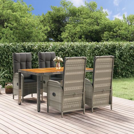 Ensemble Table et Chaise de Jardin 5 pcs - Ensemble Table à manger + 4 chaises avec coussins Gris BV783793 - BonneVie (1/5)