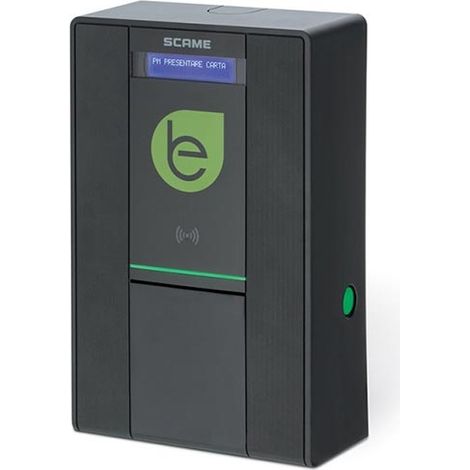 Coffret wall box pour recharge véhicules électriques – Écran LCD – Prise Type 2 32A 230V 7,4kW – Protection IP54 IK08 – Fixation murale – Scame