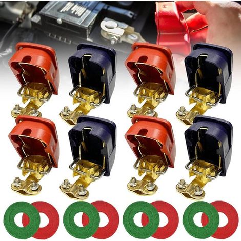 Autobatterieklemmen 12 V – 4er-Set – Schnellklemmen – Polklemmen – Batterieklemmen – Motorrad, LKW – Plus/Minus (1/5)