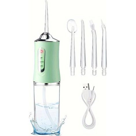 Hydropulseur électrique intelligent avec contrôle précis de la pression, buse rotative à 360° pour un nettoyage en profondeur des dents et des gencives, disponible en vert corail (1/4)