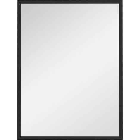 Rechteckiger Wandspiegel 80 x 60 cm, schwarzer Holzrahmen, ideal für Badezimmer, Wohnzimmer oder Schlafzimmer (1/5)