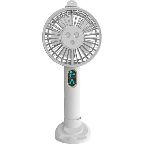 HONORNIC - Ventilateur portable rechargeable 2000 mAh avec support et 3 jets d'air réglables, blanc.
