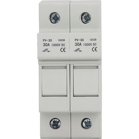 PV-30 2 voies 15A Porte-fusible photovoltaïque, base de fusible solaire, 2 pôles, 15 ampères, pour panneaux solaires, protection DC, boîtier robuste (1/5)