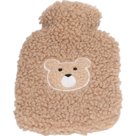 Bouillotte 1000ml en PVC Résistant avec Couverture en Peluche Ours Doux pour Confort à la Maison, Bureau ou en Hiver - Modèle Tête d'Ours Marron (1/5)