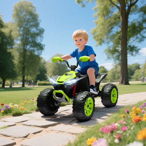 Quad Eléctrico para Niños de 3-8 Años 24V con 2 Motores Velocidad hasta 6,5 km/h Ruedas con Suspensión Verde (1/5)