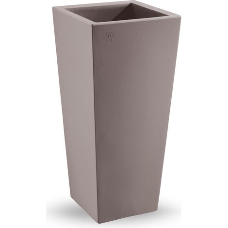 Cache pot quadrato in resina "Genesis" h. 70 cm. Taupe