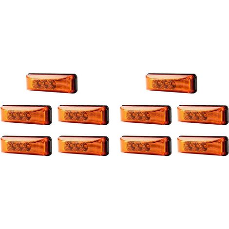10 feux de position latéraux à 3 LED de 3,9 pouces pour voiture, camion, feux arrière, clignotants, 10-24 V pour remorque, camping-car, bateau, camion