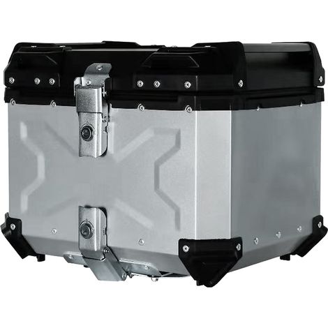 Top case moto étanche, top case moto universel en alliage d'aluminium, 65L, adapté au coffre moto pour les voyages en camping, facile à installer