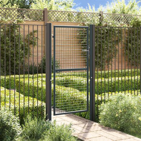 vidaXL Mesh Garden Gate Galvanised Steel 100x175 cm Grey