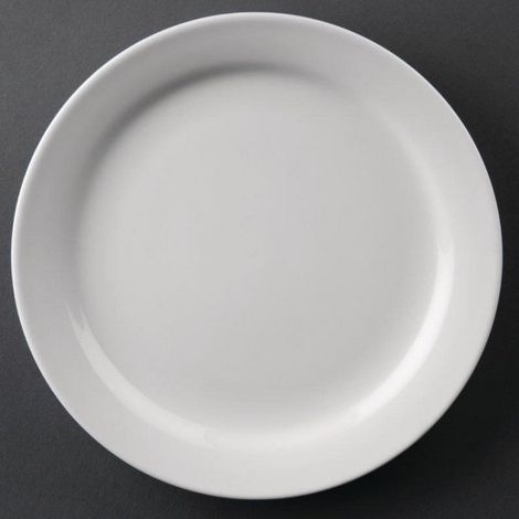 Lot de 12 assiettes rondes à bord étroit (Ø)165 mm, en porcelaine