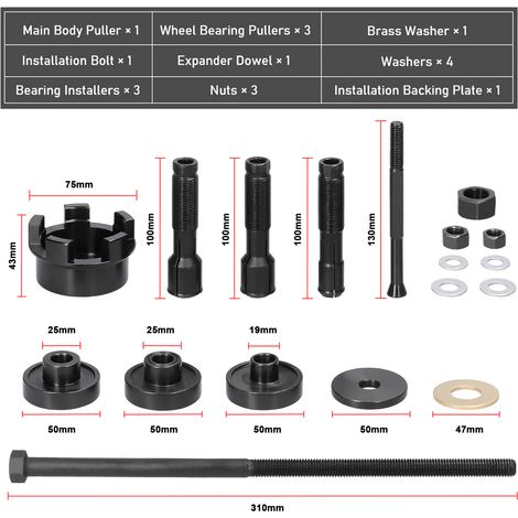 Kit d'extraction de roulements de roue de moto, outils de réparation manuels, retrait/installation, accessoire d'entretien (1/5)