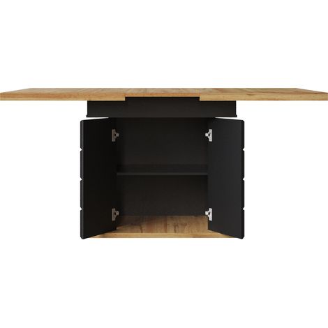 Mesa de comedor extensible HOMVRA 110-140 x 80 x 75 cm MDF y metal negra y natural (1/5)