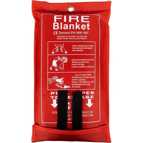 (1,2 x 1,8 m) Couverture antifeu pour la maison et la cuisine Couverture d'urgence en fibre de verre pour personnes Protection ignifuge et isolation thermique. (1/5)